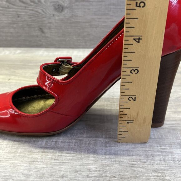 J Crew Patent Leather Womens Red Mary Jane High Heels Pump Size 5.5 Vintage - Picture 12 of 16